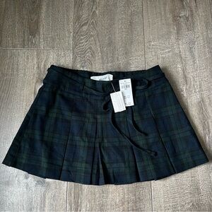NWT Hollister Skirt Skort Green & Blue Plaid School Girl Lined With Short-Size S
